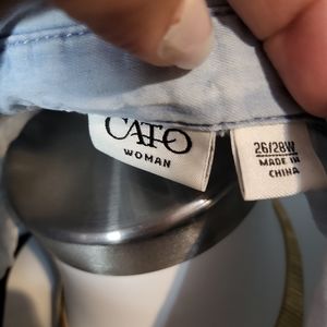 Cato Denim lace Button Top